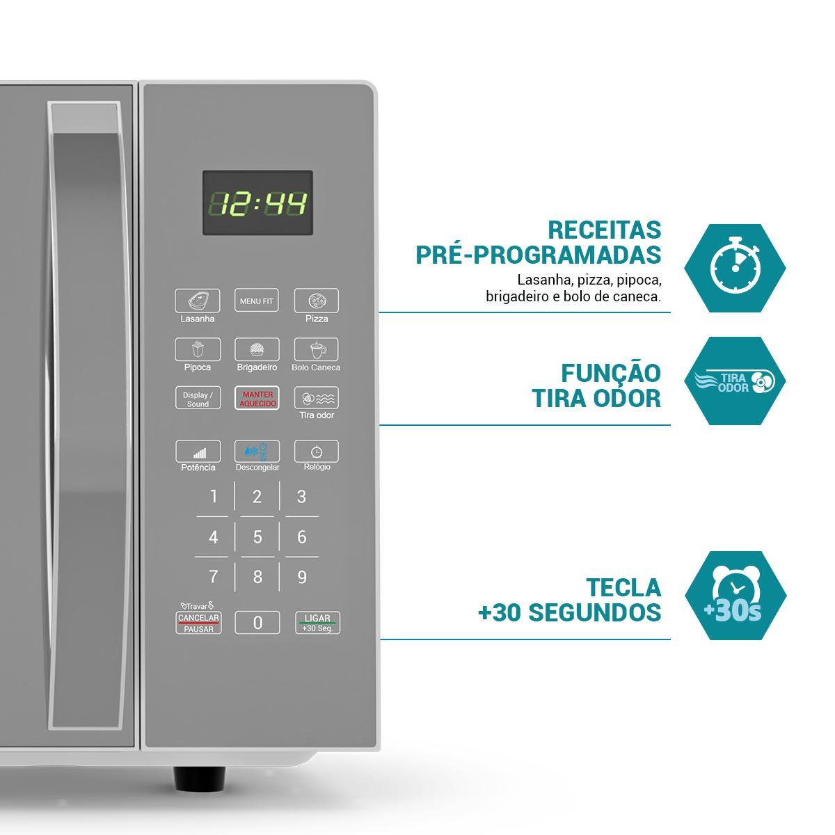 Micro-ondas 33L Philco PMO38S Limpa Fácil 1400W