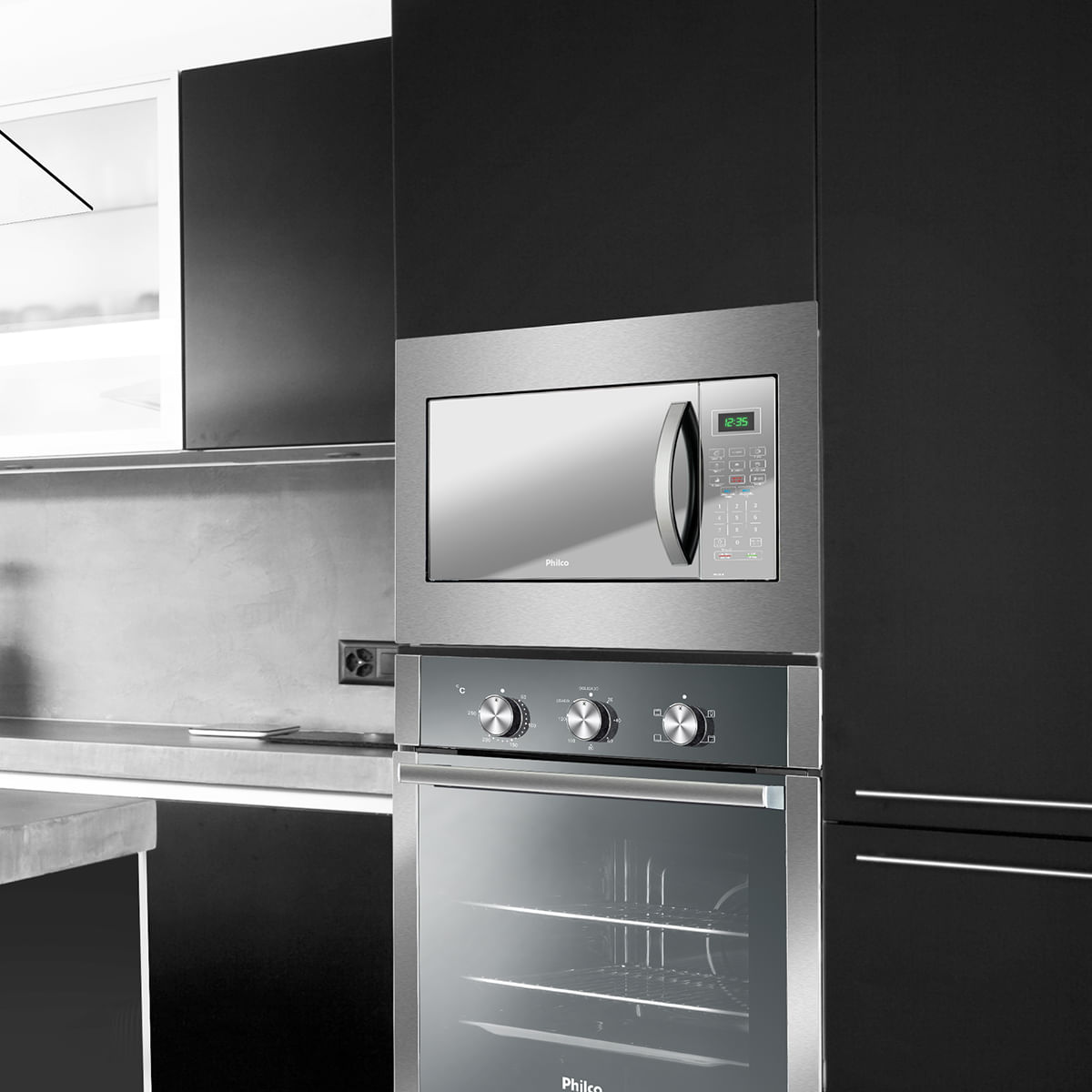 Micro-Ondas de Embutir 28L Philco Limpa Fácil 1400W PMB28EB