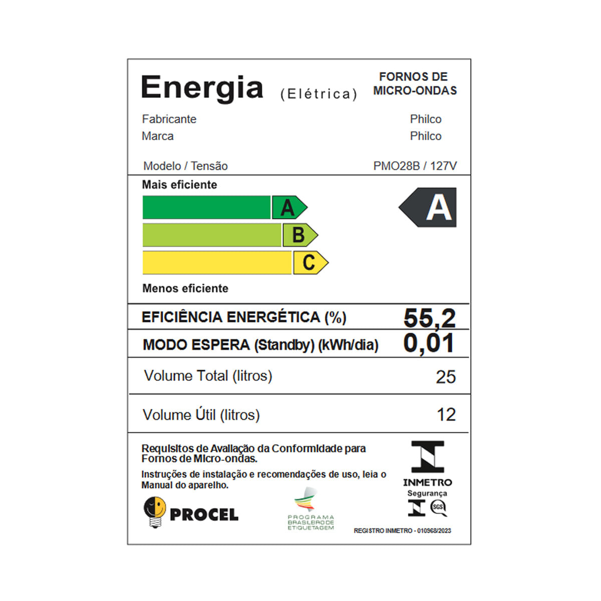 Micro-ondas 25L Philco Receitas Pré-programadas 1100W PMO28B