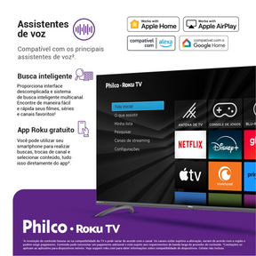 Smart TV 55” Philco LED Roku TV Dolby Áudio PTV55G3ERSGB